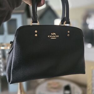 Coach Black Leather Satchel with Gold Hardware